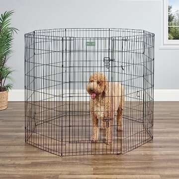MidWest Homes for Pets Dog Exercise Pen & Playpen, 24"W x 48"H, With Door, Black