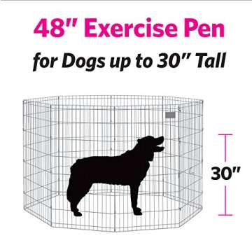 MidWest Homes for Pets Dog Exercise Pen & Playpen, 24"W x 48"H, With Door, Black