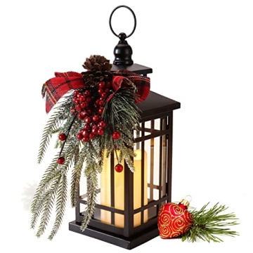 Charming Christmas Lantern with Flickering Candle Light for Indoor and Outdoor Holiday Decor