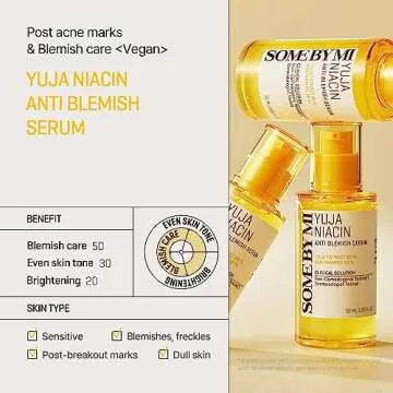 SOME BY MI Yuja Niacin Anti Blemish Serum - 1.69Oz, 50ml - 10% Niacinamide and Vitamin C Dark Spot Correcting Serum for Face Brightening - Skin Pigmentation Care for Glow Glass Skin - Korean Skin Care