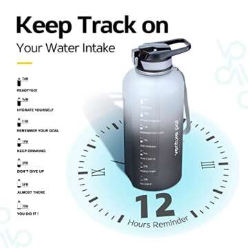 Venture Pal Half Gallon Water Bottle, Motivational Water Bottles with Straw and Time Marker, Leakproof BPA Free Water Jug Helps You to Drink More Water