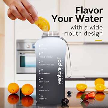 Venture Pal Half Gallon Water Bottle, Motivational Water Bottles with Straw and Time Marker, Leakproof BPA Free Water Jug Helps You to Drink More Water