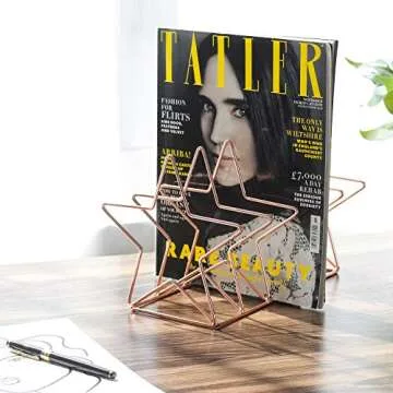 Elegant Rose Gold Magazine Holder with 5 Slots