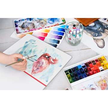 ARTEZA Watercolor Book, Pack of 2, 64 Pages Each, 8.3x11.7 Inches Watercolor Journal, 110lb/230gsm Water Color Book