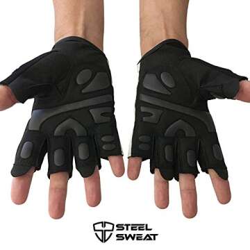 Steel Sweat Workout Gloves - Best for Weightlifting Gym Fitness Training and Crossfit – Made for Men and Women who Love Lifting Weights and Exercise - Leather SCARR Black Large