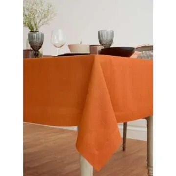 Solino Home Linen Tablecloth – 100% Pure Linen Pumpkin Tablecloth 132" L x 60" W Inch – Machine ...