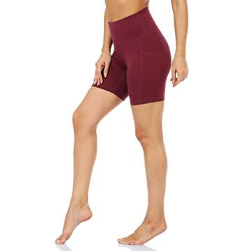 Colorfulkoala Women's High Waisted Biker Shorts with Pockets 6" Inseam Workout & Yoga Tights (XS, Wine Red)