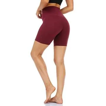 Colorfulkoala Women's High Waisted Biker Shorts with Pockets 6" Inseam Workout & Yoga Tights (XS, Wine Red)