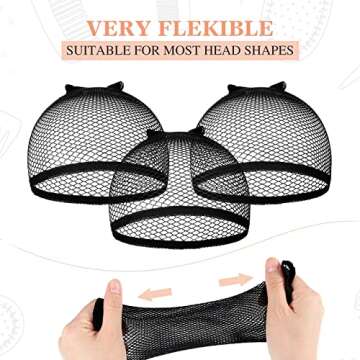 100 Pcs Wig Cap Mesh Wig Cap Net Closed End Hair Net Bald Wig Net Liner Weaving Caps for Kids Women Men Halloween Cosplay (Black)
