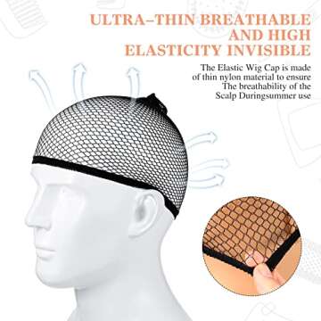 100 Pcs Wig Cap Mesh Wig Cap Net Closed End Hair Net Bald Wig Net Liner Weaving Caps for Kids Women Men Halloween Cosplay (Black)