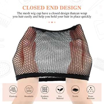 100 Pcs Wig Cap Mesh Wig Cap Net Closed End Hair Net Bald Wig Net Liner Weaving Caps for Kids Women Men Halloween Cosplay (Black)