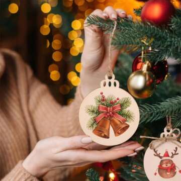 Round Wooden Circles with Holes - 20 Pcs Unfinished Natural Wood Slices for Painting, Crafts Christmas Ornaments DIY Crafts Hanging Decorations