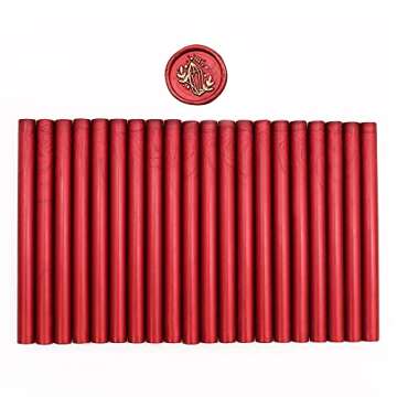 SWANGSA 20 Pieces Glue Gun Sealing Wax Sticks Metallic Red for Wax Seal Stamp, Great for Wedding Inv...