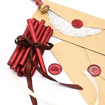 SWANGSA 20 Pieces Glue Gun Sealing Wax Sticks Metallic Red for Wax Seal Stamp, Great for Wedding Invitations, Cards, Envelopes, Wine Packages, Gift Wrapping (Metallic Red)