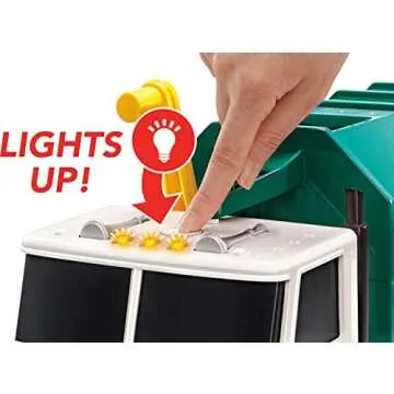 Matchbox Cars, Large-Scale, 15-in Toy Recycling Truck with Garbage Bin, Lights and Sounds