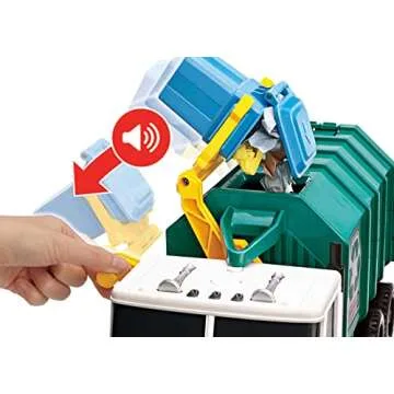 Matchbox Cars, Large-Scale, 15-in Toy Recycling Truck with Garbage Bin, Lights and Sounds