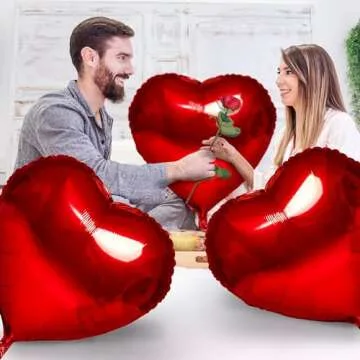 Red Heart Balloons- 4Pcs 32inch Foil Heart Balloon, Valentine Day Balloons, Room Decorations Kit Party Props Decor Love Balloons Red Valentines Day Heart Balloons