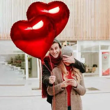 Red Heart Balloons- 4Pcs 32inch Foil Heart Balloon, Valentine Day Balloons, Room Decorations Kit Party Props Decor Love Balloons Red Valentines Day Heart Balloons