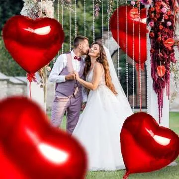 Red Heart Balloons- 4Pcs 32inch Foil Heart Balloon, Valentine Day Balloons, Room Decorations Kit Party Props Decor Love Balloons Red Valentines Day Heart Balloons