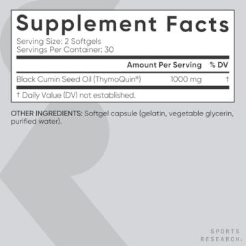 Sports Research Black Seed Oil 1000mg Healthy Immune Support