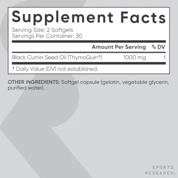 Sports Research Black Seed Oil 1000mg Healthy Immune Support