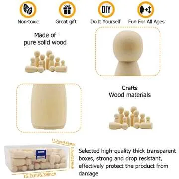 Abnaok Unfinished Wooden Peg Dolls for Kids DIY Craft