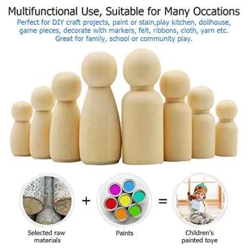 Abnaok Unfinished Wooden Peg Dolls for Kids DIY Craft
