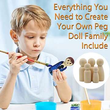 Abnaok Unfinished Wooden Peg Dolls for Kids DIY Craft