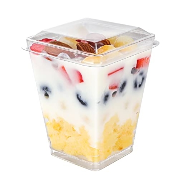 EASERCY 50 Pack 5 oz Plastic Dessert Cups with Lids