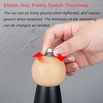 Xirhhur Pepper and Salt Grinder,Beech + stainless steel + ceramic wood manual salt and pepper grinder,Adjustable Roughness Ceramic Core Salt Grinder