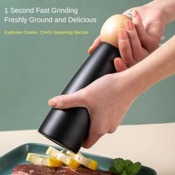Xirhhur Pepper and Salt Grinder,Beech + stainless steel + ceramic wood manual salt and pepper grinder,Adjustable Roughness Ceramic Core Salt Grinder