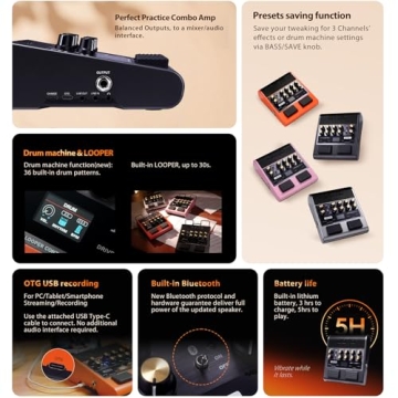 Compact JOYO Portable Guitar Amp with Effects and Bluetooth