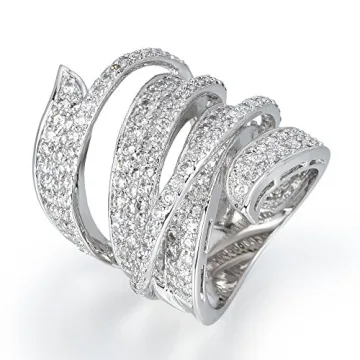 Delicin Rhodium Plated Cubic Zirconia Cocktail Ring