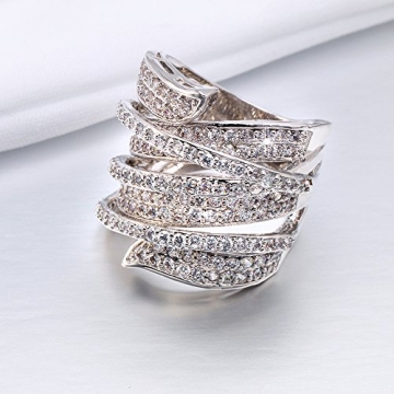 Delicin Rhodium Plated Cubic Zirconia Cocktail Ring