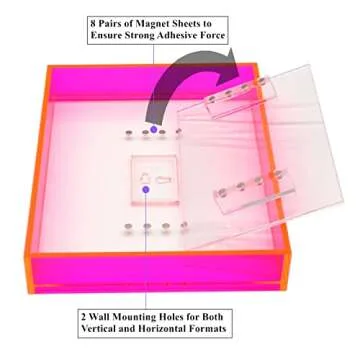 Gelite 8X10 Floating Picture Frame Neon Acrylic Translucent Colorful Decorative Photo Frame for Desk Wall Mounting Tabletop, Neon Pink