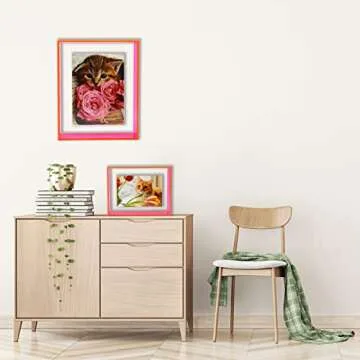 Gelite 8X10 Floating Picture Frame Neon Acrylic Translucent Colorful Decorative Photo Frame for Desk Wall Mounting Tabletop, Neon Pink