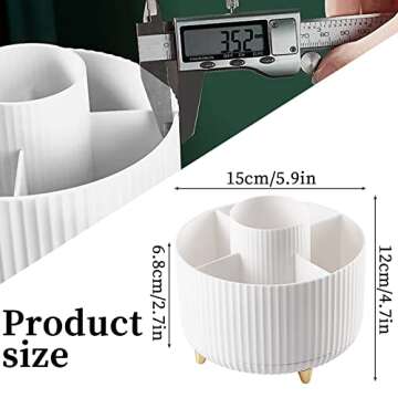 Yi-gog Pen Pencil Holder for Desk, 5 Slots 360° Degree Desk Decor Organizer Desktop Storage Pen Org...
