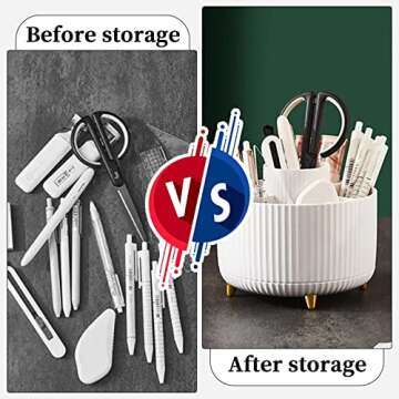 Yi-gog Pen Pencil Holder for Desk, 5 Slots 360° Degree Desk Decor Organizer Desktop Storage Pen Organizers Stationery Supplies Cute Pencil Cup Pot for Office School Home Art Supply