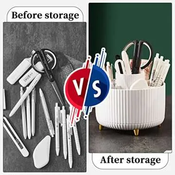 Yi-gog Pen Pencil Holder for Desk, 5 Slots 360° Degree Desk Decor Organizer Desktop Storage Pen Organizers Stationery Supplies Cute Pencil Cup Pot for Office School Home Art Supply