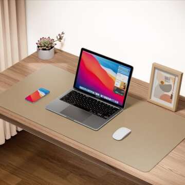 ‎Boutilon Leather Desk Pad 35"x 17" Non-Slip Mouse Pad,Office Desk Mat,Waterprooft PU Leather Desk...