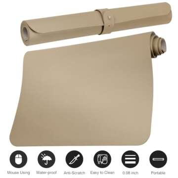 ‎Boutilon Leather Desk Pad 35"x 17" Non-Slip Mouse Pad,Office Desk Mat,Waterprooft PU Leather Desk Blotter,Desk Pad Protector,Desk Writing Pad for Home Office Decor (L-Beige,35"x 17")