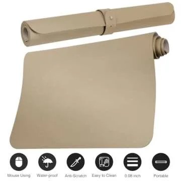 ‎Boutilon Leather Desk Pad 35"x 17" Non-Slip Mouse Pad,Office Desk Mat,Waterprooft PU Leather Desk Blotter,Desk Pad Protector,Desk Writing Pad for Home Office Decor (L-Beige,35"x 17")