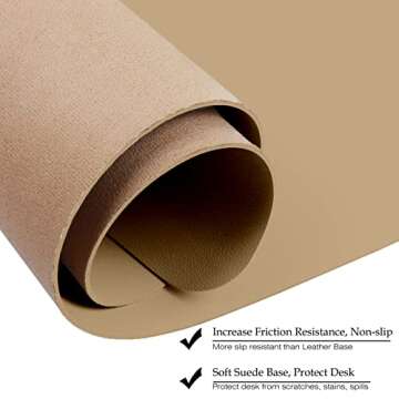 ‎Boutilon Leather Desk Pad 35"x 17" Non-Slip Mouse Pad,Office Desk Mat,Waterprooft PU Leather Desk Blotter,Desk Pad Protector,Desk Writing Pad for Home Office Decor (L-Beige,35"x 17")