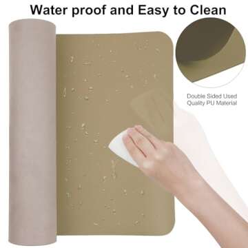 ‎Boutilon Leather Desk Pad 35"x 17" Non-Slip Mouse Pad,Office Desk Mat,Waterprooft PU Leather Desk Blotter,Desk Pad Protector,Desk Writing Pad for Home Office Decor (L-Beige,35"x 17")