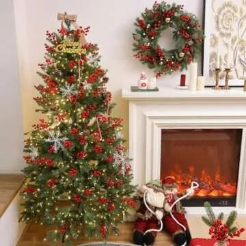 Mizii 50Pcs Artificial Red Berry Stems for Christmas Decor