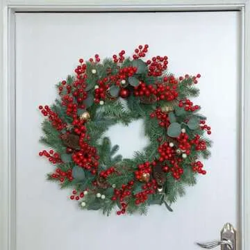 Mizii 50Pcs Artificial Red Berry Stems for Christmas Decor