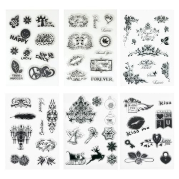 Honbay 6 Sheets of Different Themed Silicone Clear Stamps for Card Making and Scrapbooking