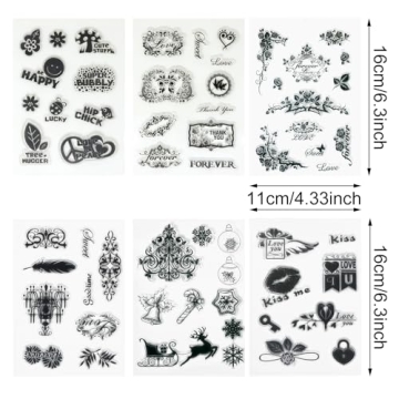 Honbay Clear Stamps Set - 6 Themed Stamps for Crafts