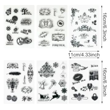 Honbay Clear Stamps Set - 6 Themed Stamps for Crafts