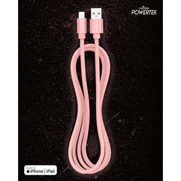 LIQUIPEL Powertek Glow MFi Certified Charger Compatible for Apple iPhone, iPad, 5ft Cable, Lightning to USB Cable Cord, Fast Charging Lightning Cable (Pink)